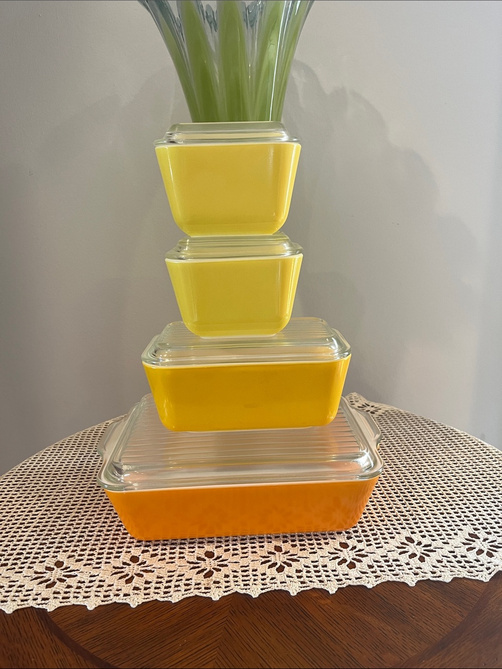 VTG Pyrex Daisy Citrus Complete Refrigerator Set -8pc- Orange Yellow Fridges MCM